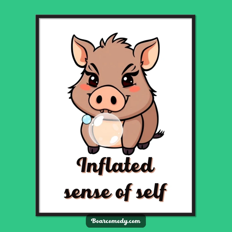 Funny Boar Bubble Poster: Mischievous Pig Wall Art, Hilarious Decor Gift!