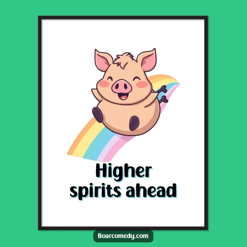 Funny Boar Rainbow Slide Poster, Vibrant Wall Art for a Dose of Pure Joy