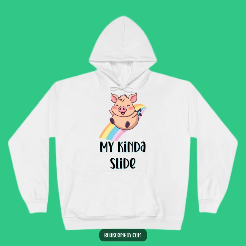 Funny Boar Rainbow Slide Hoodie, Cozy and Hilarious Warmth for Chilly Days