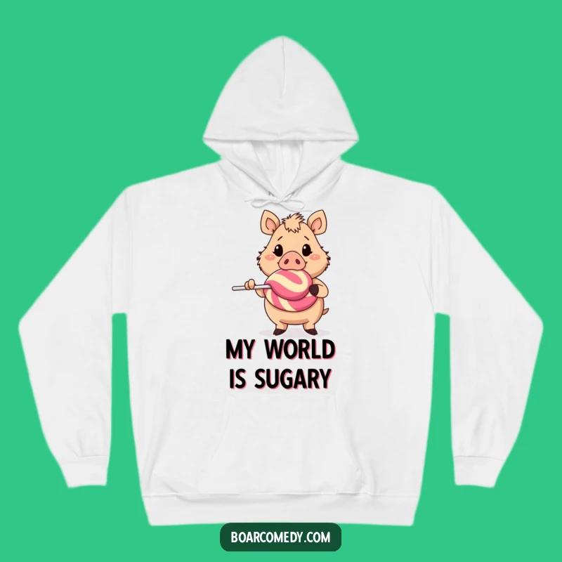 Funny Cheerful Boar Giant Lollipop Hoodie - Cozy & Fun Funny Gift