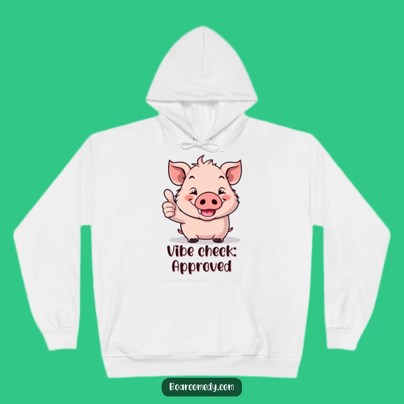 Funny Kawaii Boar Thumbs Up Hoodie: Cozy Grin Sweatshirt, Perfect Funny Gift