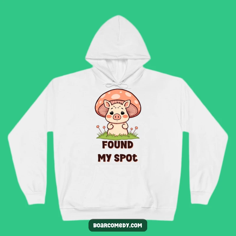 Funny Surprised Boar Behind Mushroom Hoodie - Cozy & Cute Surprise