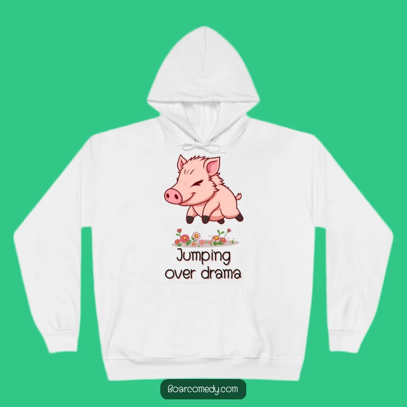 Cozy Funny Kawaii Boar Hoodie - Determined Flower Leaper Gift