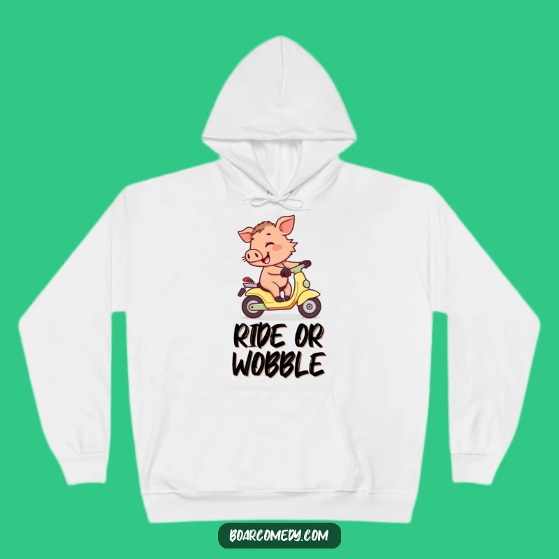 Funny Boar on Wobly Scooter Hoodie - Cozy & Comical Gift