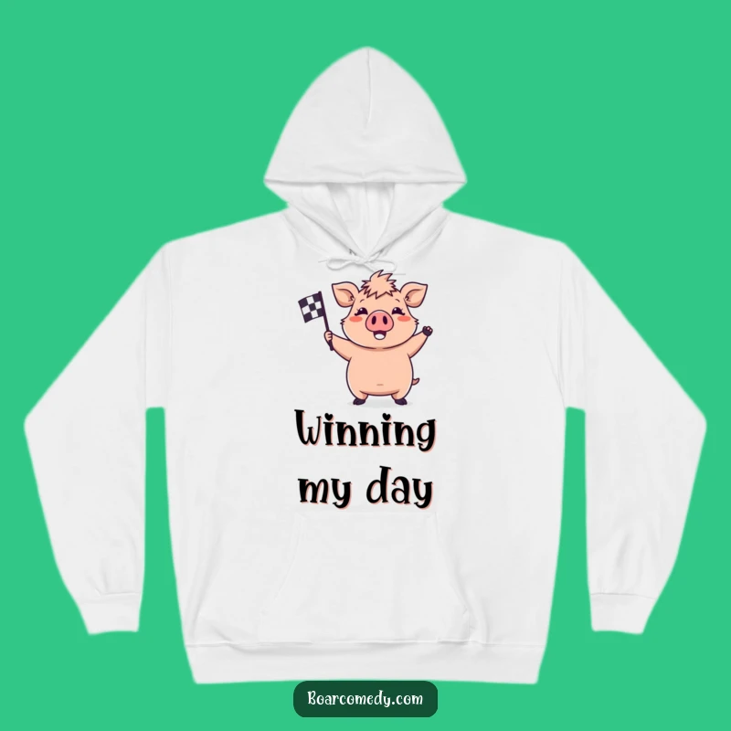 Cozy Funny Kawaii Boar Hoodie - Victory Flag Design - Warm & Perfect Funny Gift