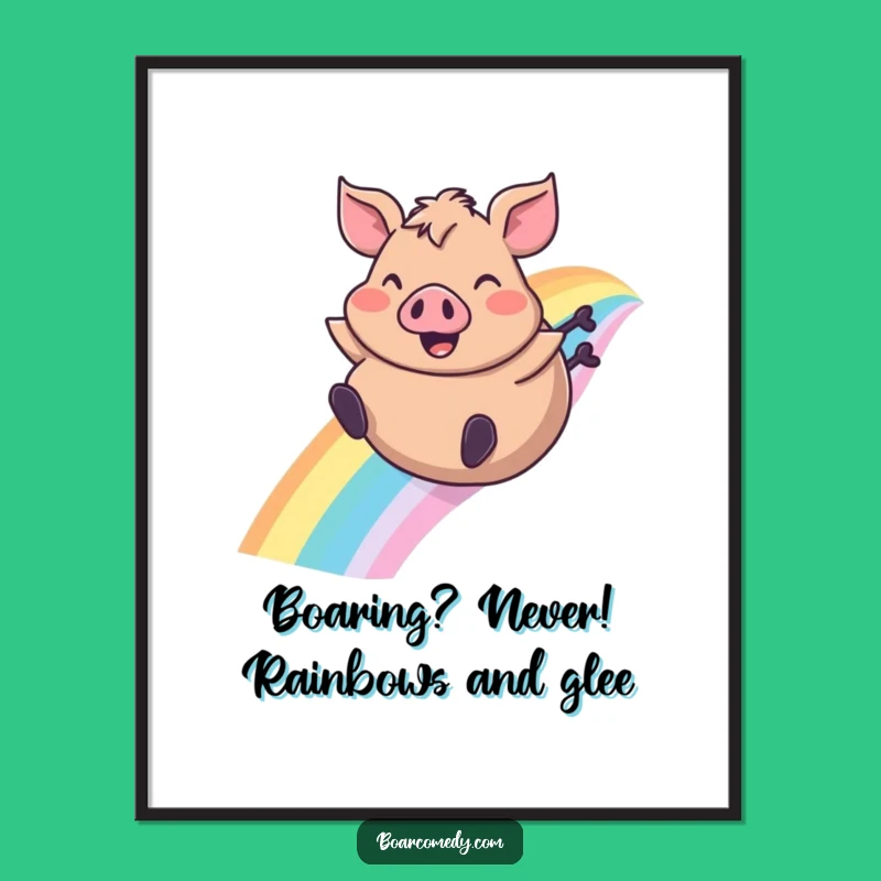 Free Printable Wall Art: Boar Rainbow Slide Joyful Humor Funny Downloadable Art