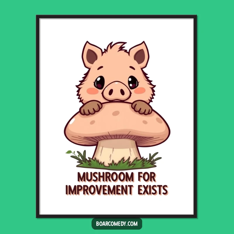 Free Printable Funny Boar Mushroom Peek Wall Art Humorous Downloadable Decor