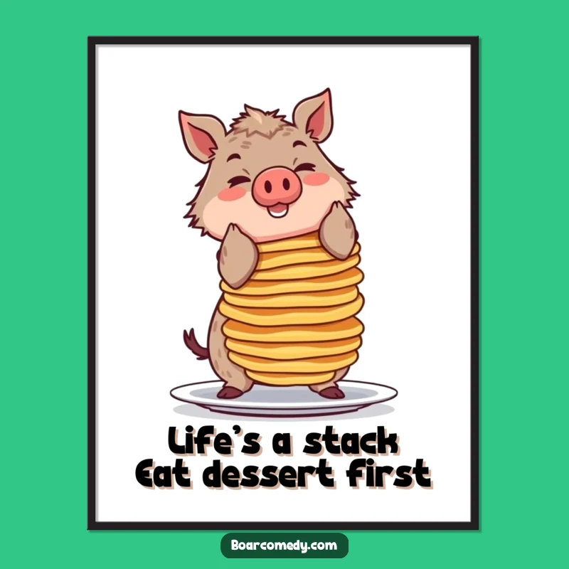 Free Printable Wall Art: Boar Pancake Stack Humor Funny Downloadable Art