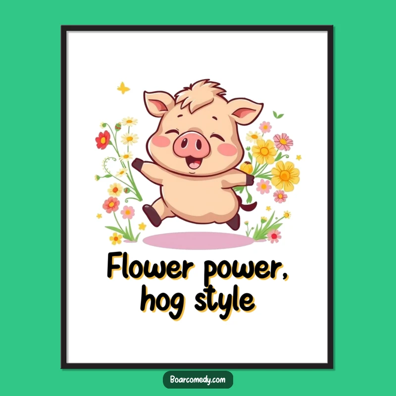 Free Printable Wall Art: Bouncing Boar Wildflowers, Joyful Whimsical Downloadable Decor