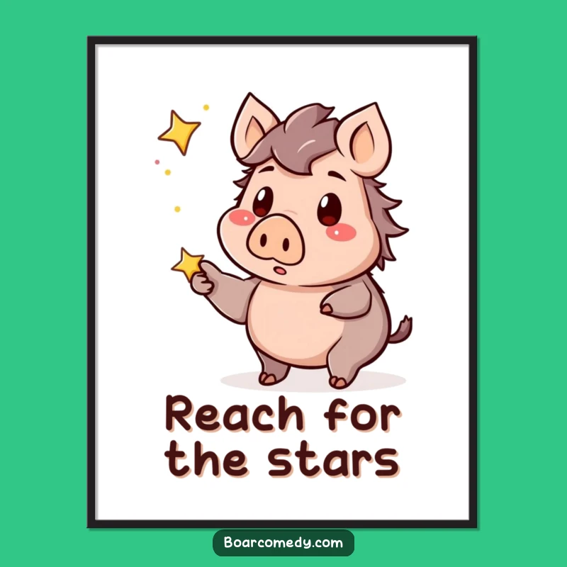 Free Printable Wall Art: Surprised Kawaii Boar Star Gaze Downloadable Art