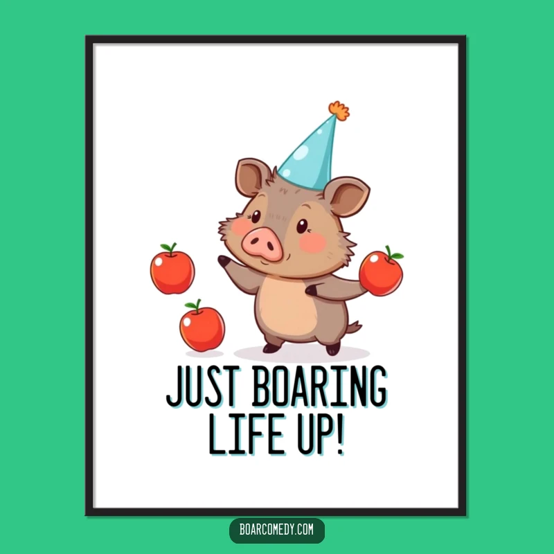 Funny Free Printable Wall Art: Juggling Boar Art, Whimsical Downloadable Decor