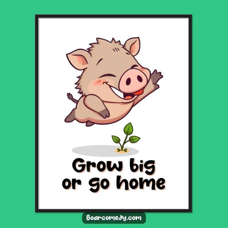 Funny Free Printable Wall Art: Determined Boar Leap, Humorous Downloadable Decor