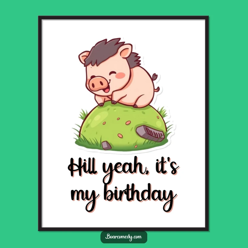 Free Printable Funny Boar Rolling Downhill Wall Art Humorous Downloadable Decor