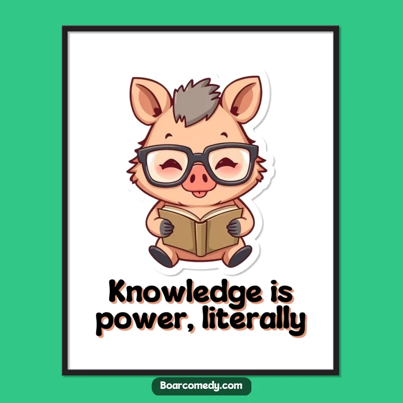 Funny Free Printable Wall Art: Reading Boar, Oversized Glasses, Humorous Decor