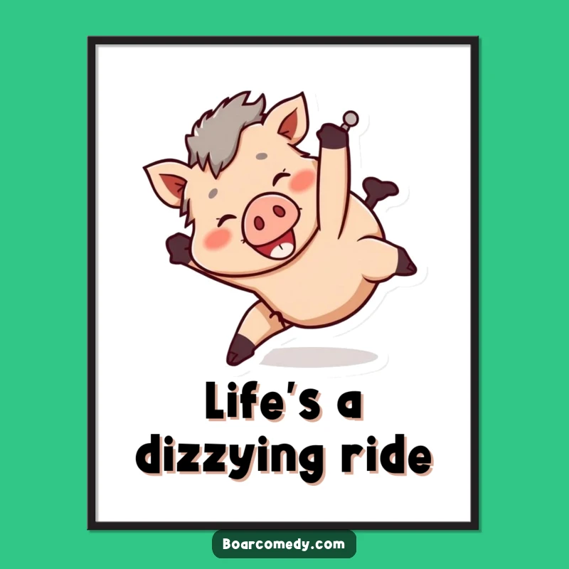 Free Printable Wall Art: Tumbling Boar Playful Funny Downloadable Decor