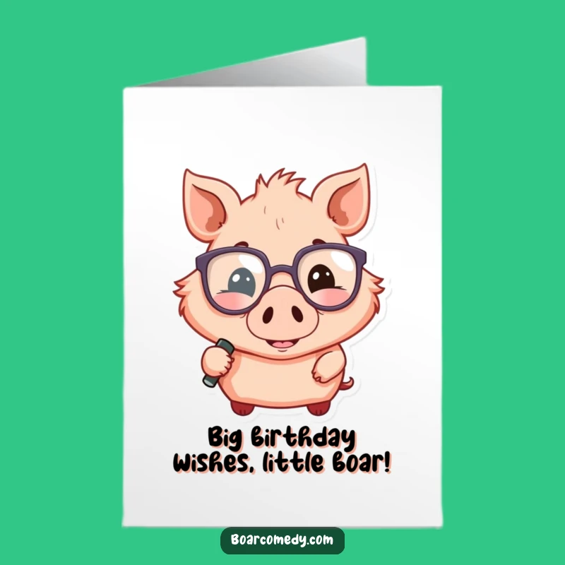 Free Printable Birthday Card: Boar Detective, Funny Glasses Design, Downloadable Gift