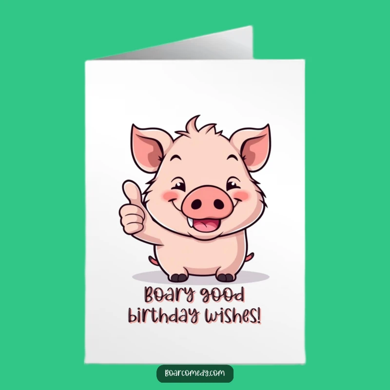 Free Printable Kawaii Boar Thumbs Up Birthday Card - Hilarious DIY Downloadable Gift!