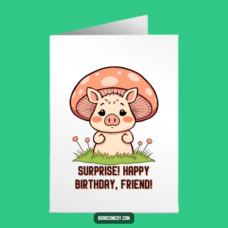 Funny Free Printable Birthday Card: Surprised Boar Mushroom, Hilarious Downloadable Gift