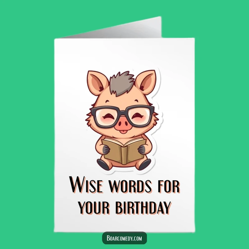 Free Printable Birthday Card: Bookish Boar Fun, Happy Downloadable Gift