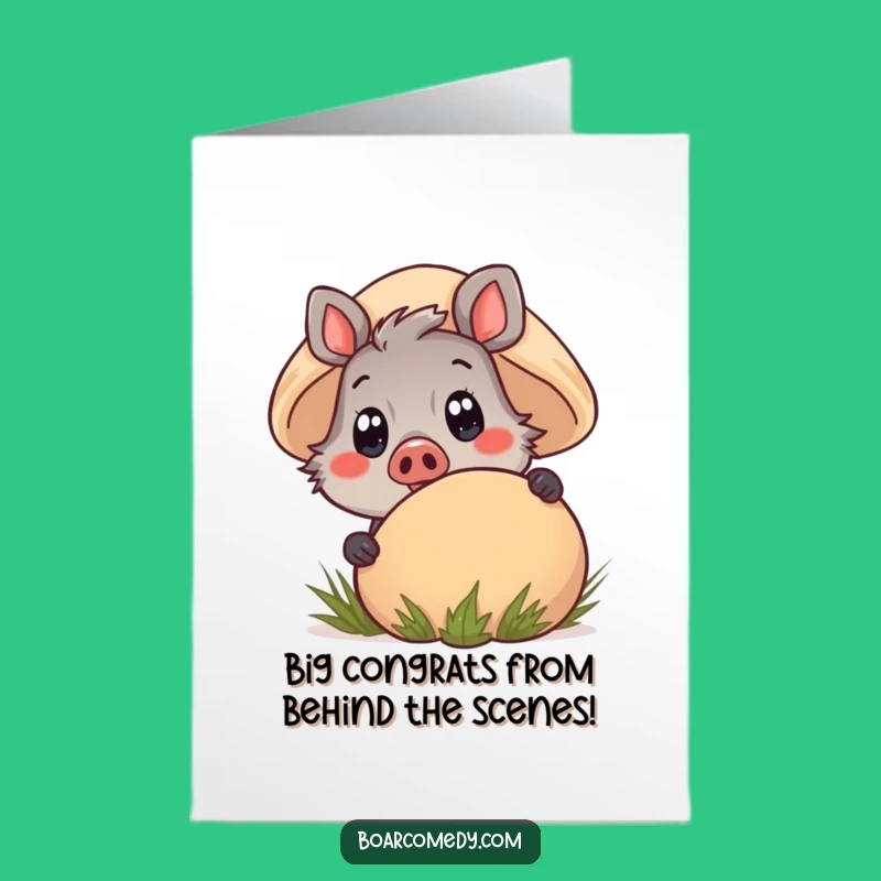Free Printable Congrats Card: Peeking Boar, Joyful Downloadable Gift for Big Achievements
