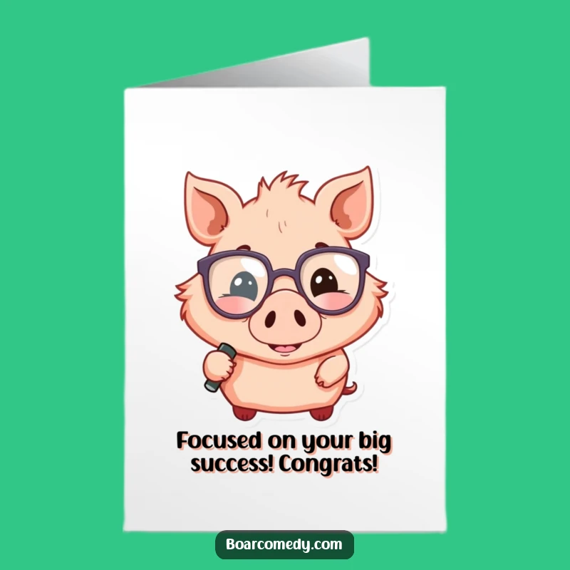 Free Printable Congrats Card: Boar Investigator, Funny Glasses Design, Downloadable Celebration