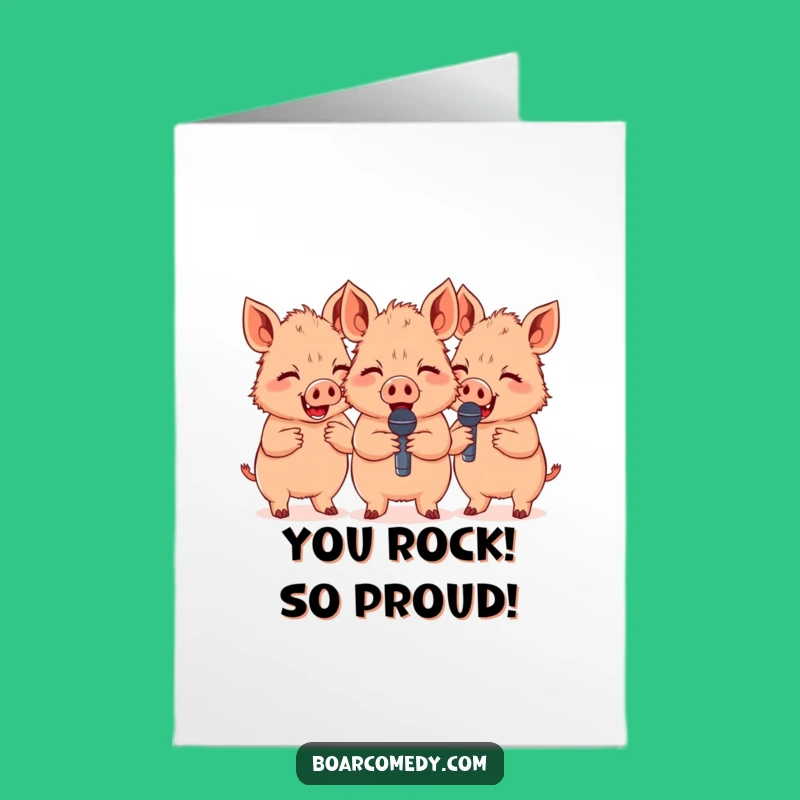 Free Printable Congratulations Card: Giggling Boars Rocking Out Funny Downloadable Gift