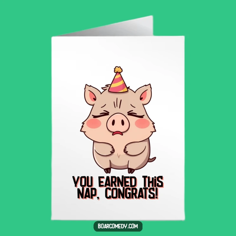 Free Printable Congrats Card: Sleepy Boar Celebration, Downloadable Gift