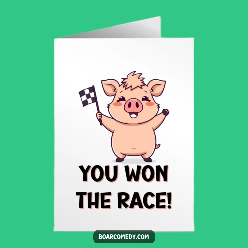 Free Printable Congrats Card: Racing Kawaii Boar Flag Downloadable Gift