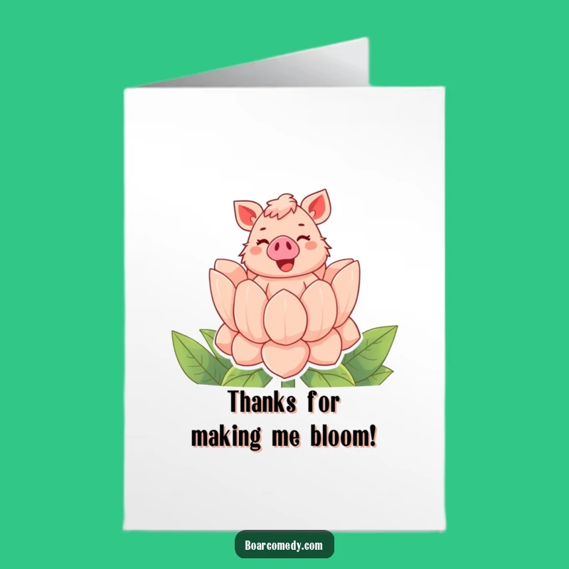 Free Printable Thank You Card: Boar Flower Pop Funny Downloadable Gift