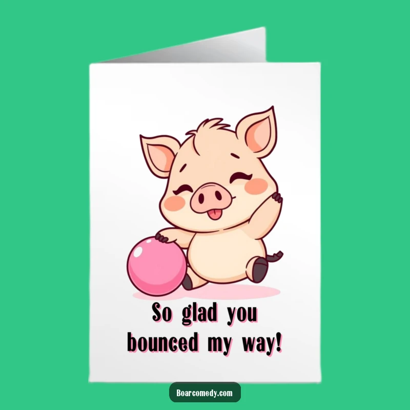 Free Printable Kawaii Boar Thank You Card: Grateful Piggy Downloadable Appreciation Gift