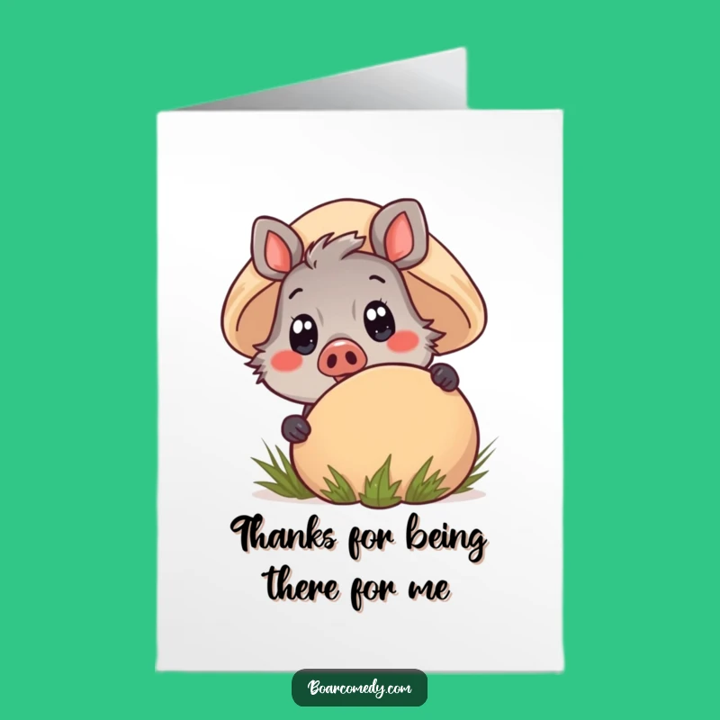 Free Printable Thank You Card: Peeking Boar, Adorable Downloadable Gift to Show Gratitude