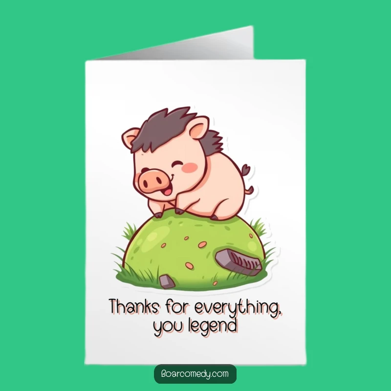 Free Printable Boar Rolling Thank You Card Funny Downloadable Gift