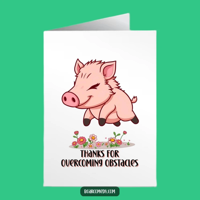 Free Printable Thank You Card: Leaping Boar, Grateful Downloadable Gift for Effort Shown