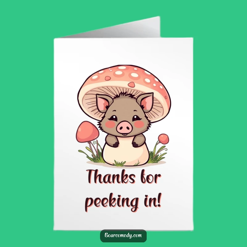 Free Printable Kawaii Boar Mushroom Thank You Card - Sweet DIY Downloadable!