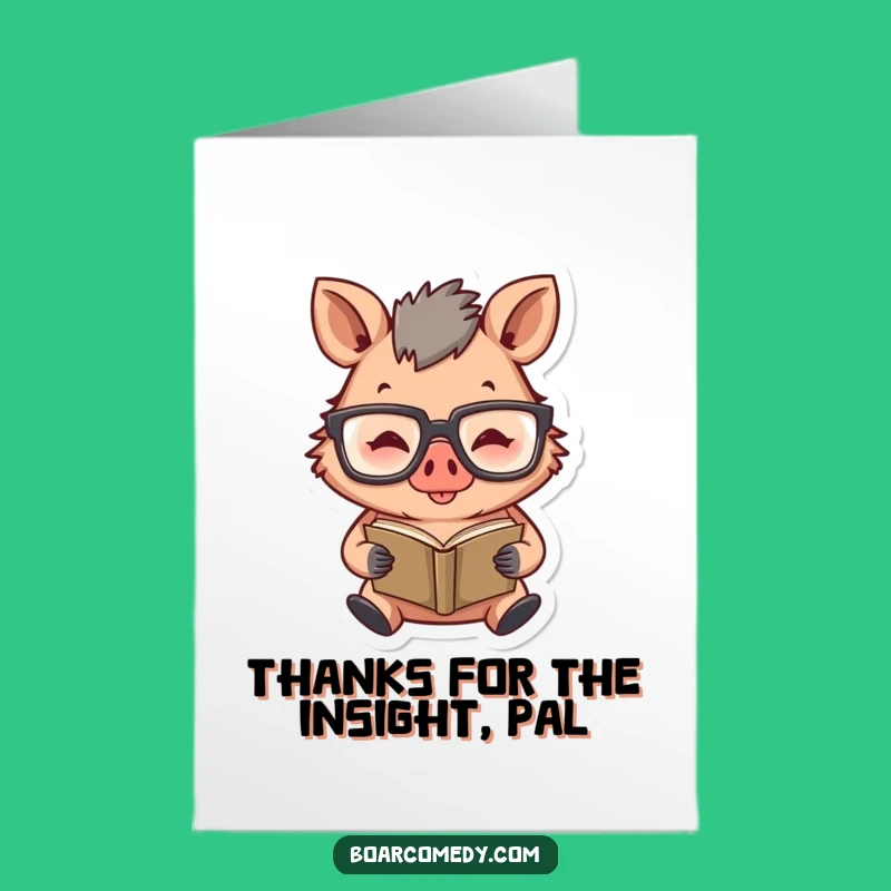 Free Printable Thank You Card: Bookish Boar Gratitude, Downloadable Gift