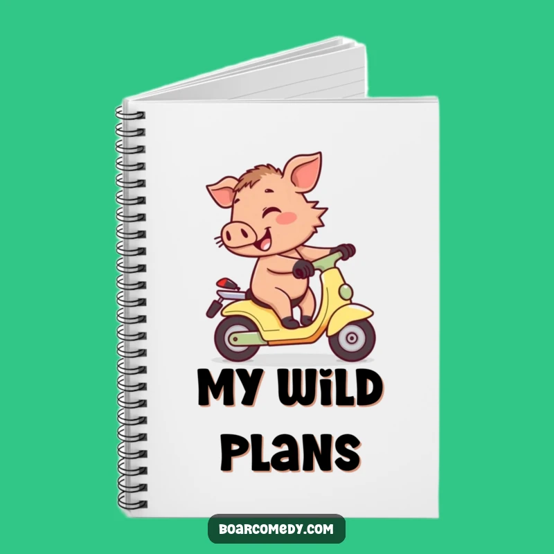 Funny Boar on Wobly Scooter Notebook - Jot Down Hilarious Notes!