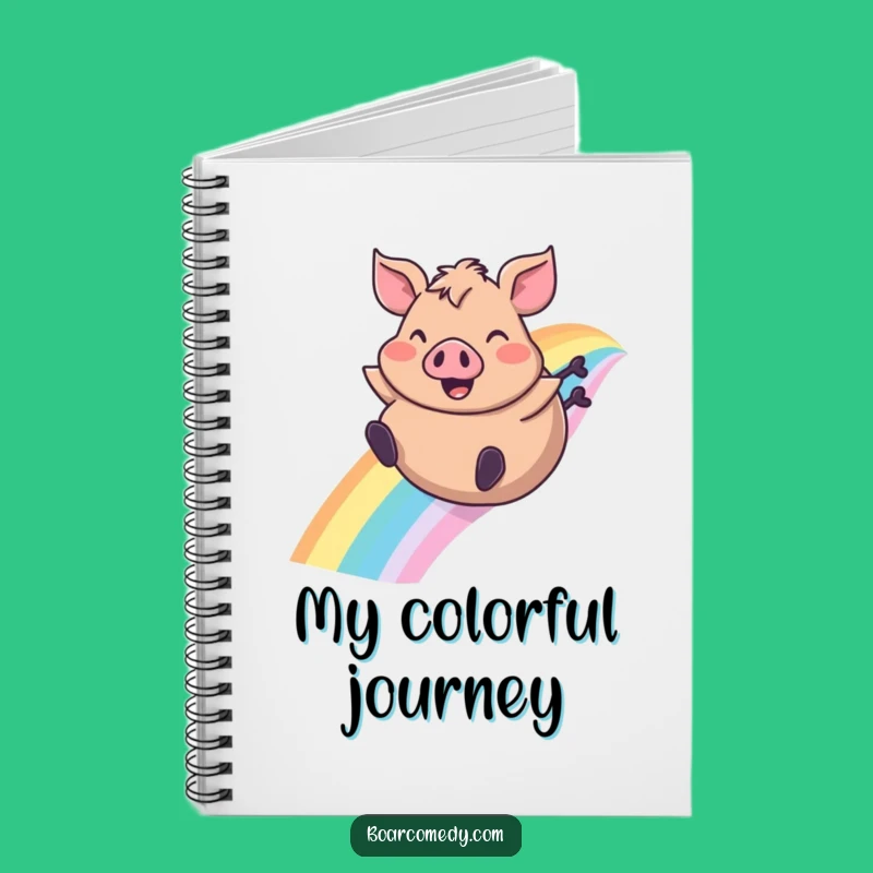 Funny Boar Rainbow Slide Notebook, Jot Down Ideas with Hilarious, Joyful Flair