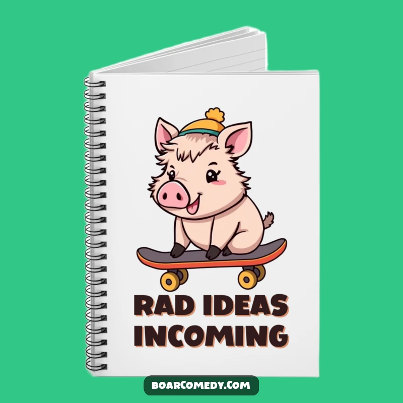 Funny Cheerful Boar Skateboard Notebook: Jot Down Ideas with Rad Style