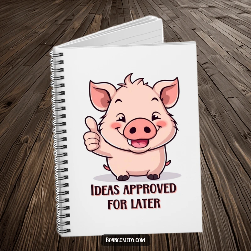 Funny Kawaii Boar Notebook: A happy kawaii boar gives a thumbs up, its wide grin adding a fun touch to this journal.