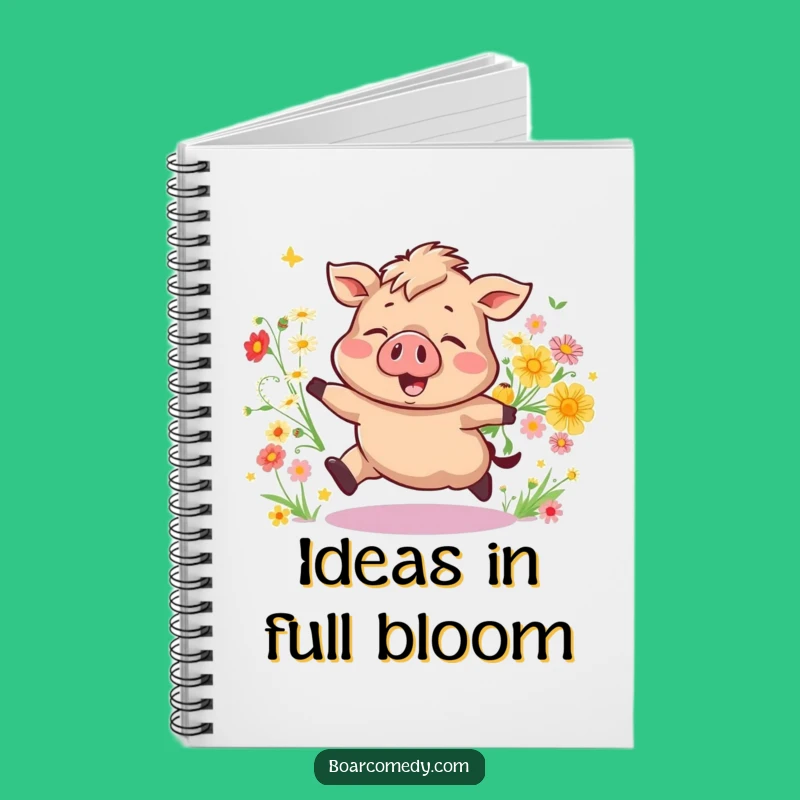 Funny Bouncing Boar Notebook: Joyful Flower Pig Journal, Creative Funny Gift!