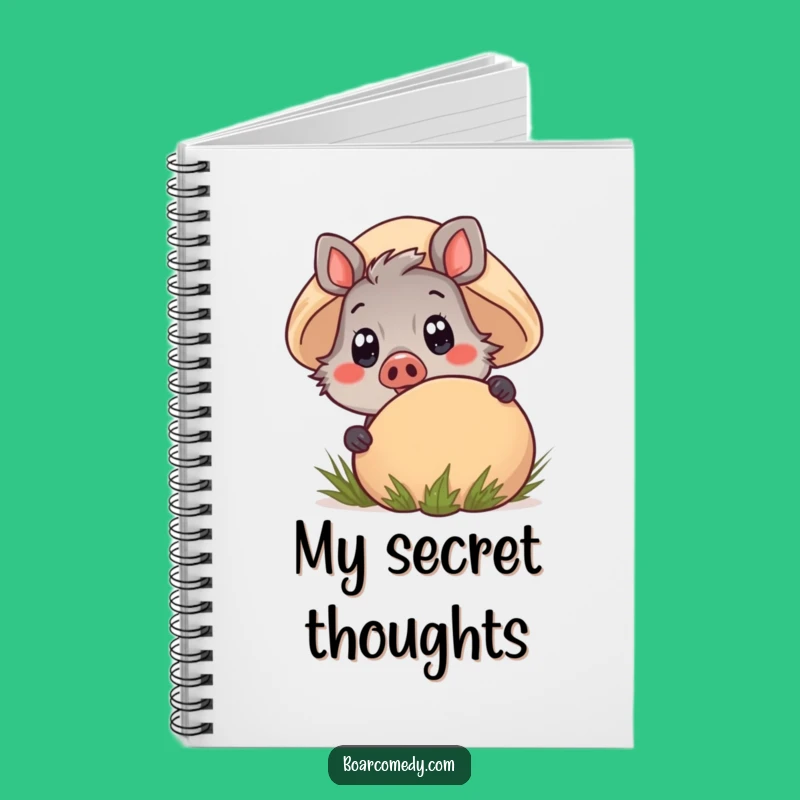 Funny Kawaii Boar Notebook - Mushroom Peek Journal Gift