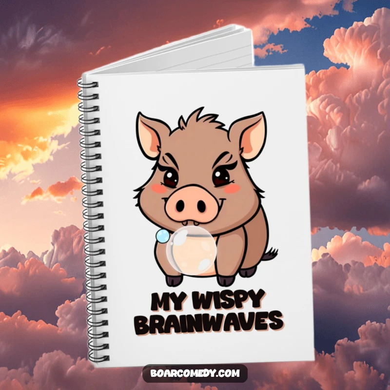 Funny Boar Blowing Bubble Notebook, featuring a mischievous pig perfect for capturing thoughts and dreams. An inspiring funny gift.
