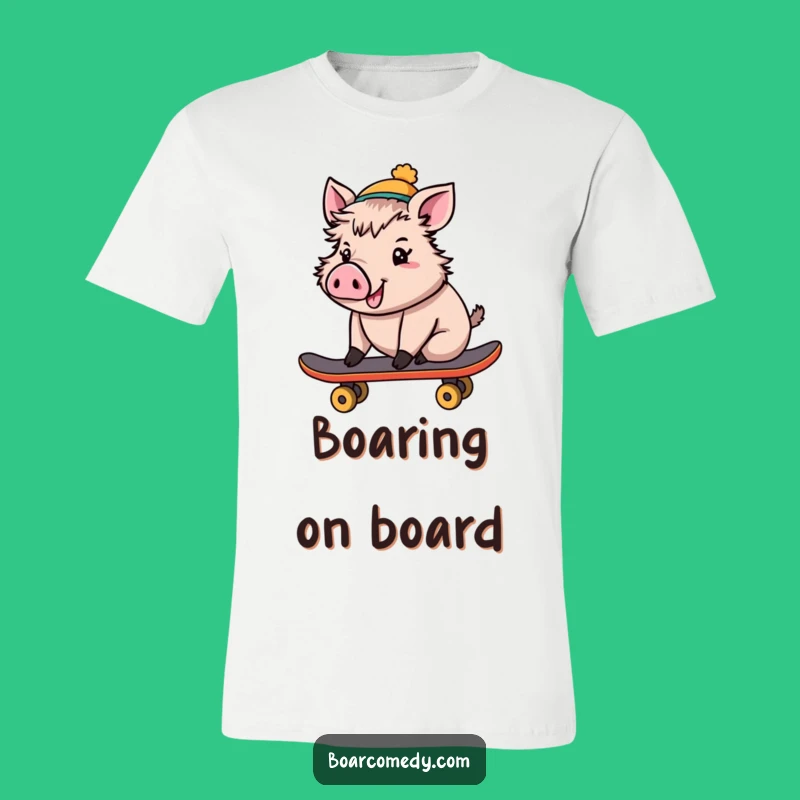 Funny Cheerful Boar Skateboard T-Shirt: Ride in Style with This Hilarious Tee