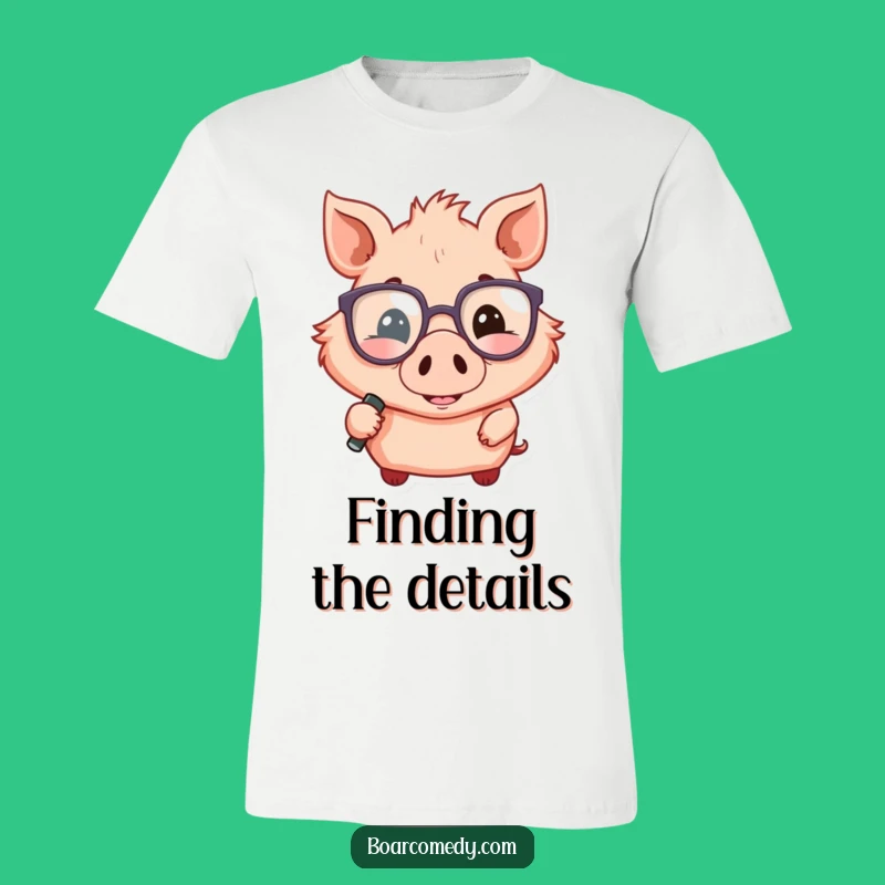 Funny Boar Detective T-Shirt: Clever Look, Magnifying Glass, Great Funny Gift