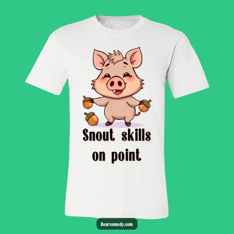 Funny Boar Juggling Acorns T-Shirt: Playful Gift for Whimsical Souls