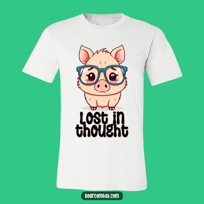 Funny Confused Kawaii Boar Glasses T-Shirt - Relatable & Quirky Tee