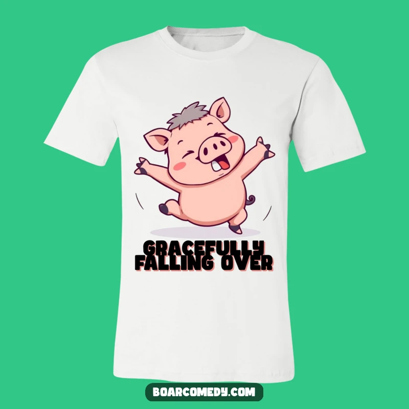 Funny Kawaii Boar Tripping T-Shirt: Comical Flail Tee, Awesome Funny Gift