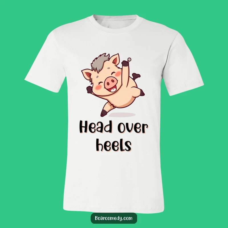 Funny Tumbly Boar T-Shirt - Playful Tumbling Tee, Happy Character, Ideal Funny Gift