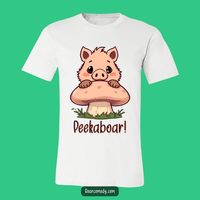 Funny Boar Mushroom Peek T-Shirt: Mischievous Gift for Adventurers
