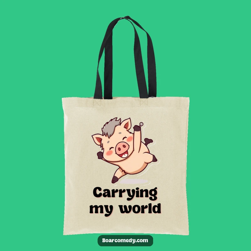 Funny Tumbly Boar Tote Bag - Playful Tumbling Design, Fun Accessory, Great Funny Gift